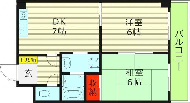 Mプラザ城東参番館(2DK/3階)の間取り写真