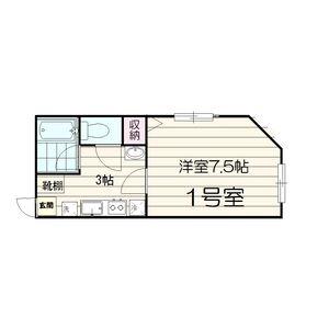 プランド河原町(1K/2階)の間取り写真