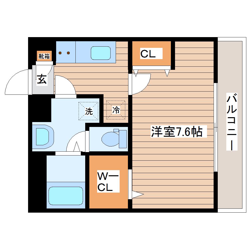 アルコバレーノ連坊(1K/3階)の間取り写真