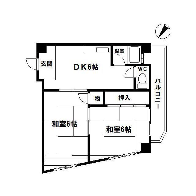 山ノ上ハイツ(2DK/3階)の間取り写真