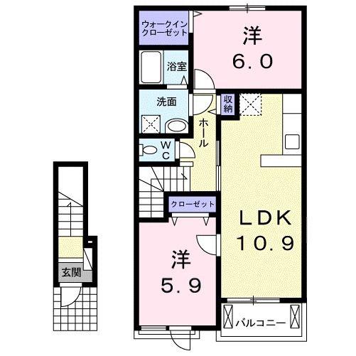 グラードII(2LDK/2階)の間取り写真