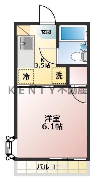 山王スバル(1K/2階)の間取り写真