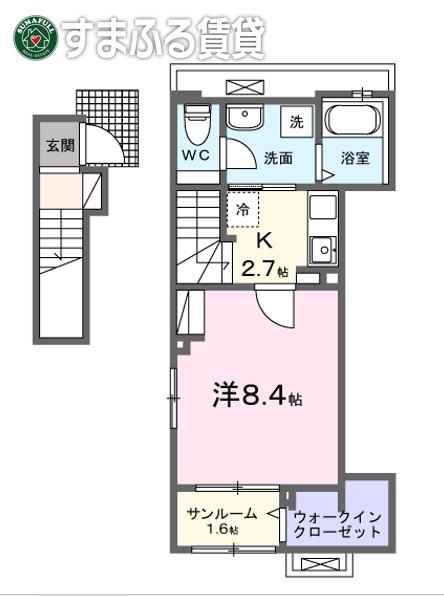 ネオ・クレマチス(1K/2階)の間取り写真