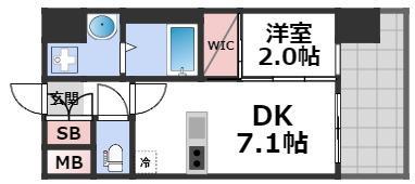 セレニテ難波ミラク壱番館(1DK/2階)の間取り写真