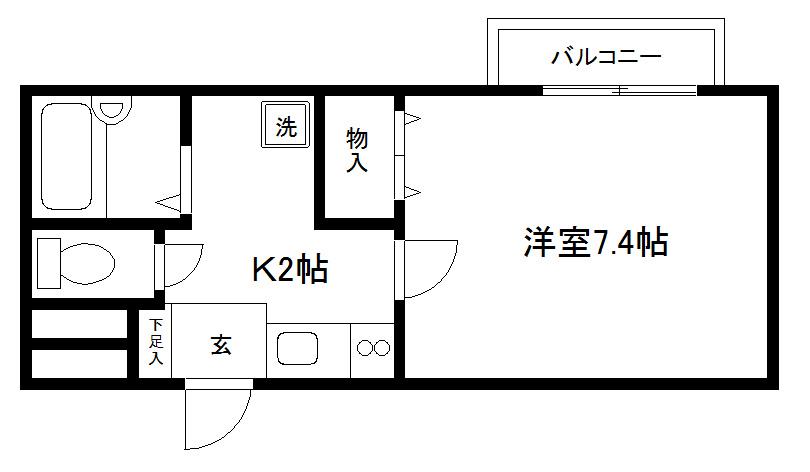アンプルールブア下梅屋(1K/2階)の間取り写真