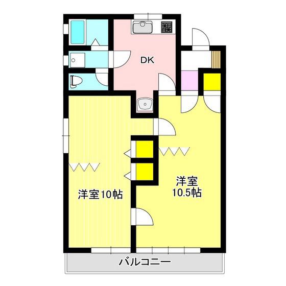 KABE・ホームズVI(2DK/2階)の間取り写真