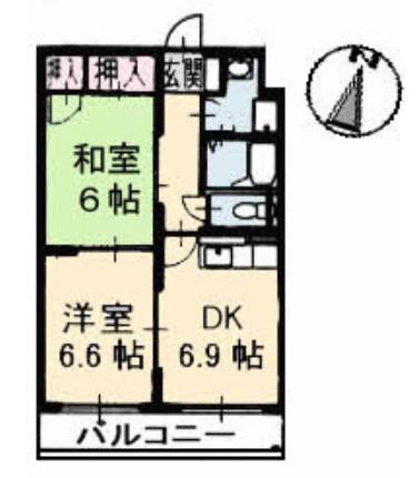 光町イースト(2DK/2階)の間取り写真