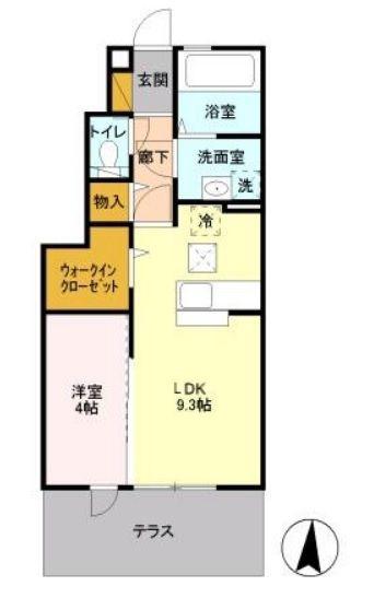 アムール光が丘A(1LDK/1階)の間取り写真