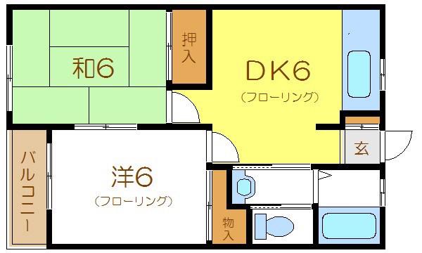 椿センターハイツ(2DK/1階)の間取り写真