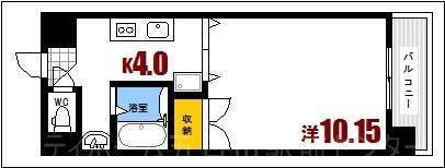 グレイシャス五日市(1K/10階)の間取り写真