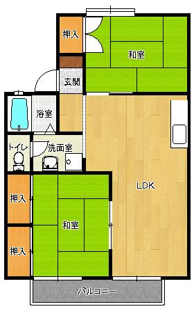 セジュール三佐(2LDK/2階)の間取り写真