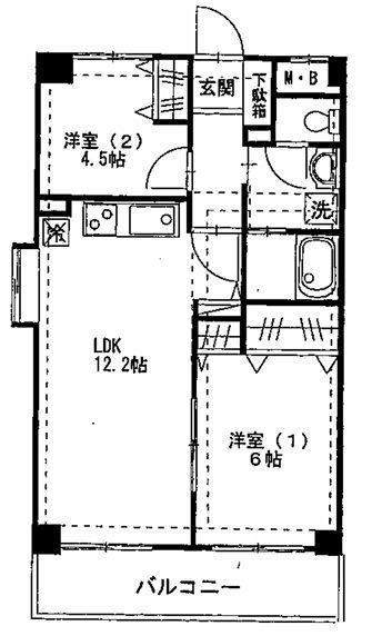 サンロイヤル町田(2LDK/3階)の間取り写真