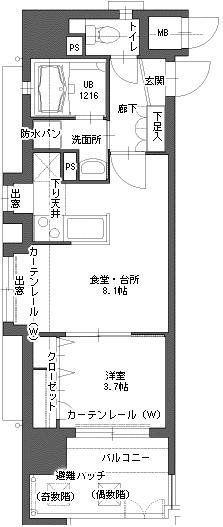 アクタス博多Vタワー(1LDK/2階)の間取り写真