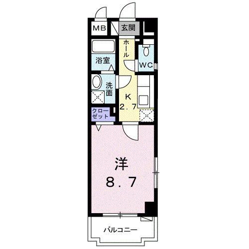 エレガントTABARU(1K/3階)の間取り写真