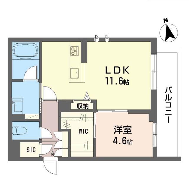 シャーメゾン A(1LDK/2階)の間取り写真