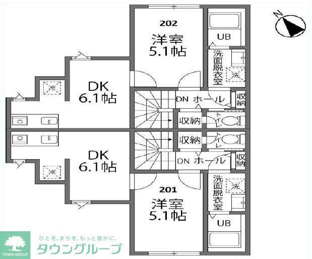 TERASU武蔵村山(1DK/2階)の間取り写真