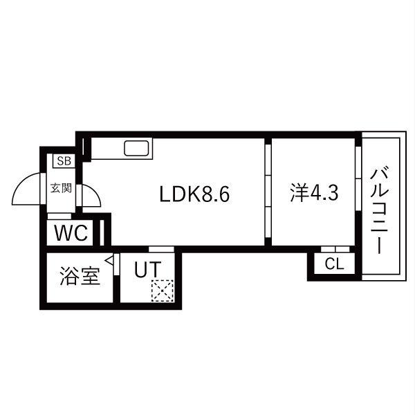AXIA CITY 神戸松原(1LDK/1階)の間取り写真