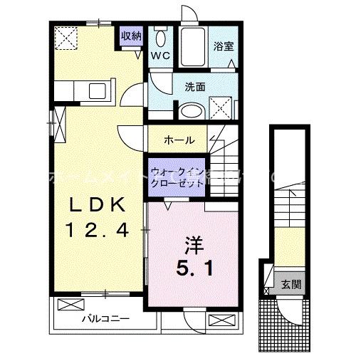 レジデンス北岩田 II(1LDK/2階)の間取り写真
