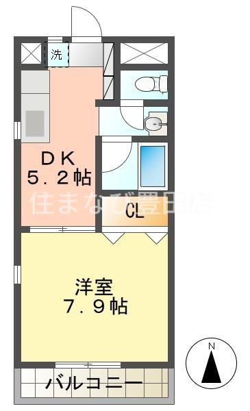 ディアIV(1DK/3階)の間取り写真