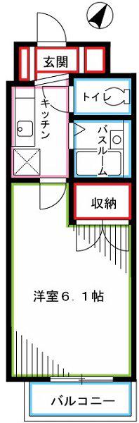 HF国分寺レジデンス(1K/6階)の間取り写真