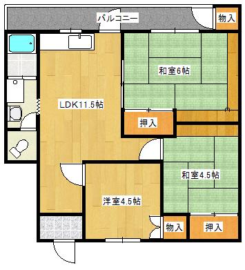 サンフラッツ(3LDK/3階)の間取り写真
