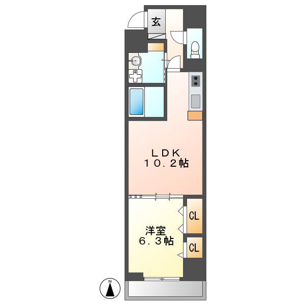 ラトレ白鳥(1LDK/6階)の間取り写真