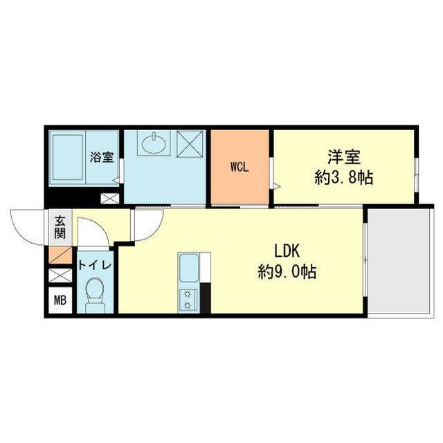 モアプラス井尻インディヴィ(1LDK/3階)の間取り写真