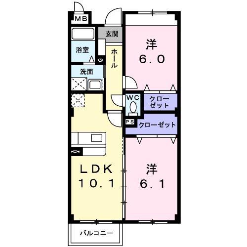 ルネサンス サルタB(2LDK/2階)の間取り写真