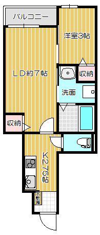 BUENA笹口III(1LDK/1階)の間取り写真