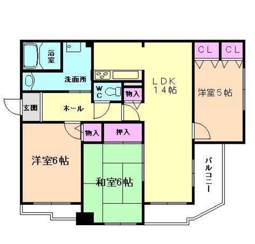 コパン鶴之荘(3LDK/3階)の間取り写真