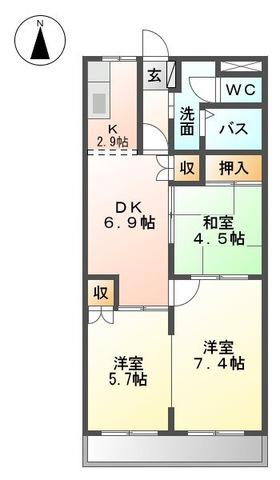 メゾン永遠(3DK/1階)の間取り写真