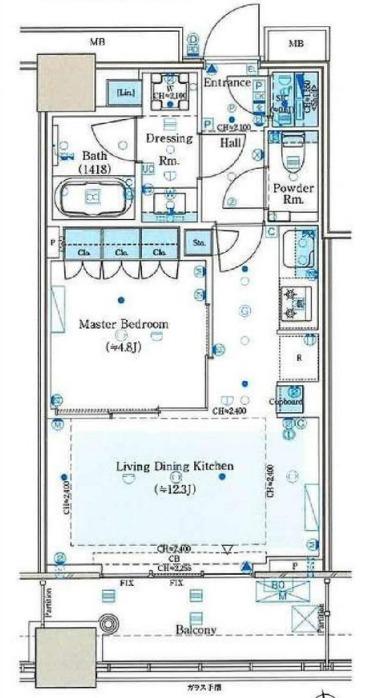 WORLD TOWER RESIDENCE(1LDK/32階)の間取り写真