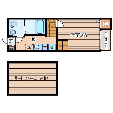 BROWN SHEEP(1K/2階)の間取り写真