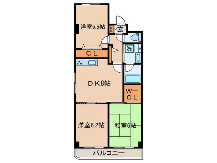 ブリランテ武蔵(3DK/2階)の間取り写真