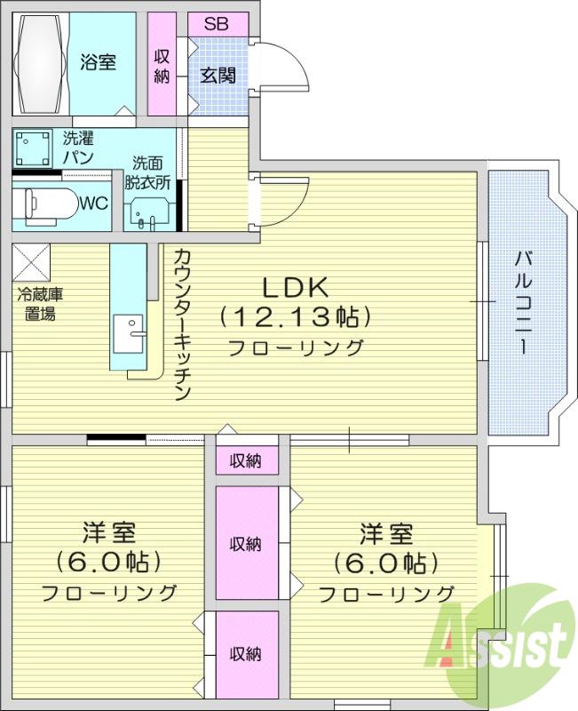 プログレール落合弐番館(2LDK/2階)の間取り写真