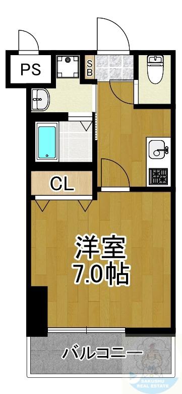 ディノ馬町(1K/2階)の間取り写真