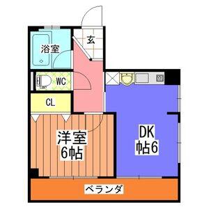 高山ビル(1DK/4階)の間取り写真