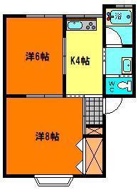 アーバンティなかのB(2K/1階)の間取り写真