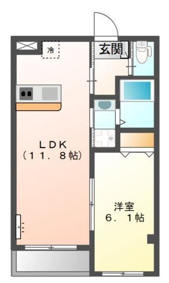 LA SEED REVE(1LDK/3階)の間取り写真