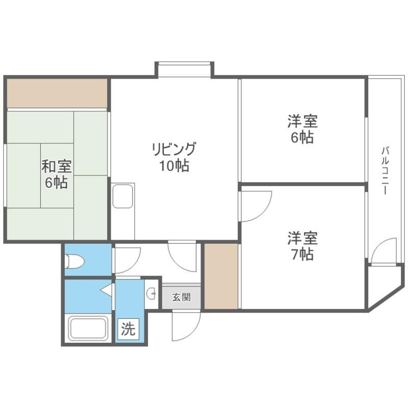 E.US新道東(3LDK/4階)の間取り写真
