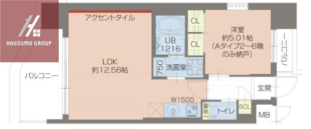 プレジオ玉造(1LDK/2階)の間取り写真