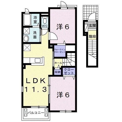 ポルトラーノV(2LDK/2階)の間取り写真