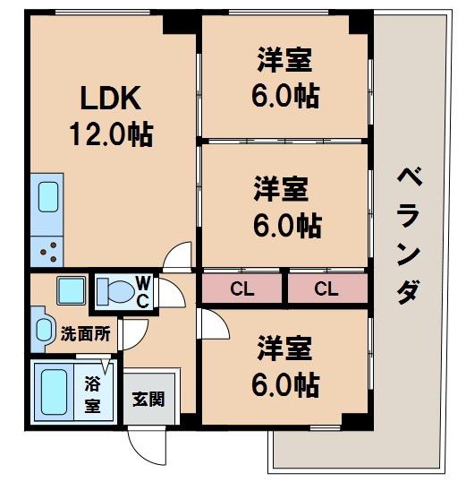 グランカサ天王寺(3LDK/8階)の間取り写真