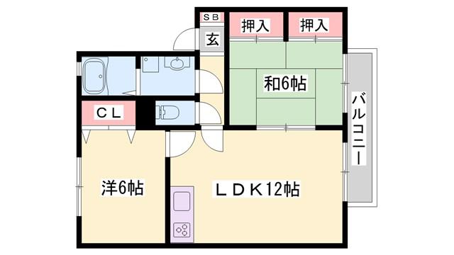 ビゴレ雅 B棟(2LDK/2階)の間取り写真