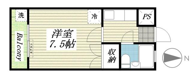 コーポコーベル 2(1K/3階)の間取り写真