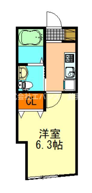 VAU HOUSE蘇我(1K/2階)の間取り写真