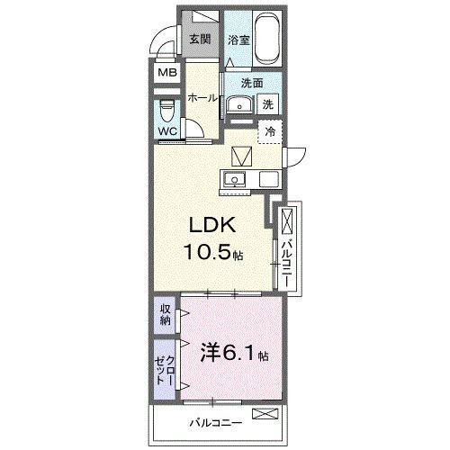 ブライトリーフ(1LDK/1階)の間取り写真