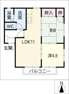クレストK(2LDK/2階)の間取り写真