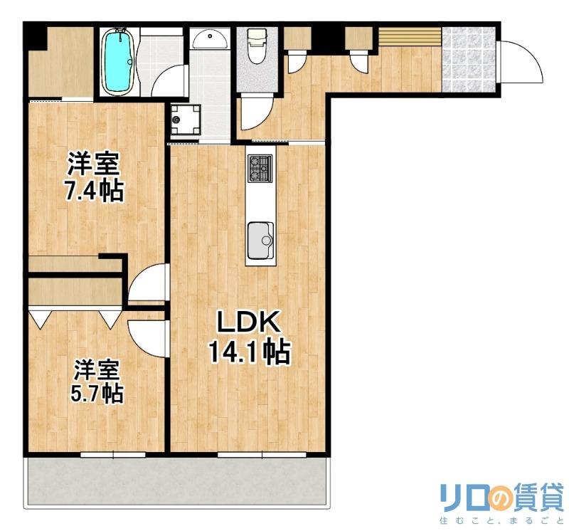 モンセル(2LDK/3階)の間取り写真