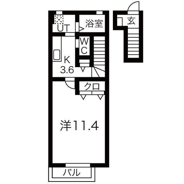 LUNAIRE(1K/2階)の間取り写真